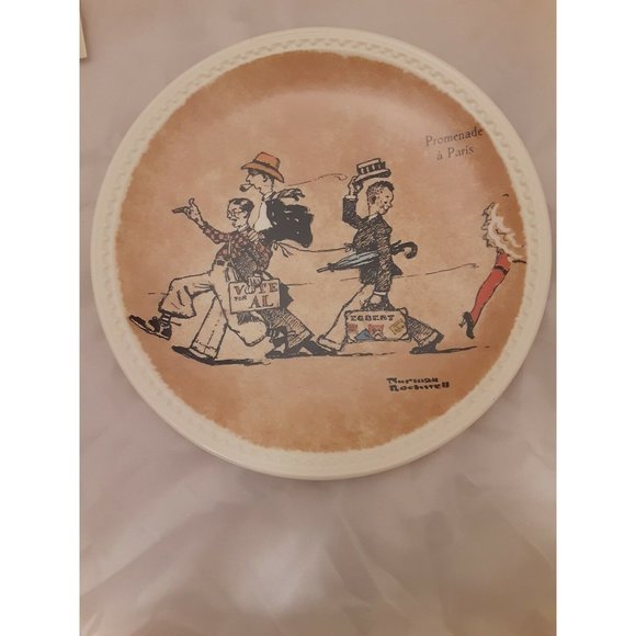 NEWELL POTTERY CO - NORMAN ROCKWELL - PROMENADE A PARIS COLLECTOR PLATE - Picture 1 of 4